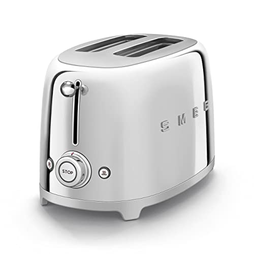Smeg TSF01SSUK 50's Retro Style 2-Slice Toaster, Polished Chrome